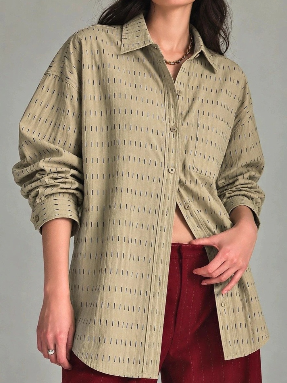 459. BRITCHES Striped Button Down Shirt in Green & Black NWT